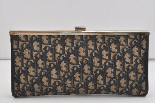Authentic Christian Dior Trotter Clutch Hand Bag Purse Canvas Leather Blue 2755I