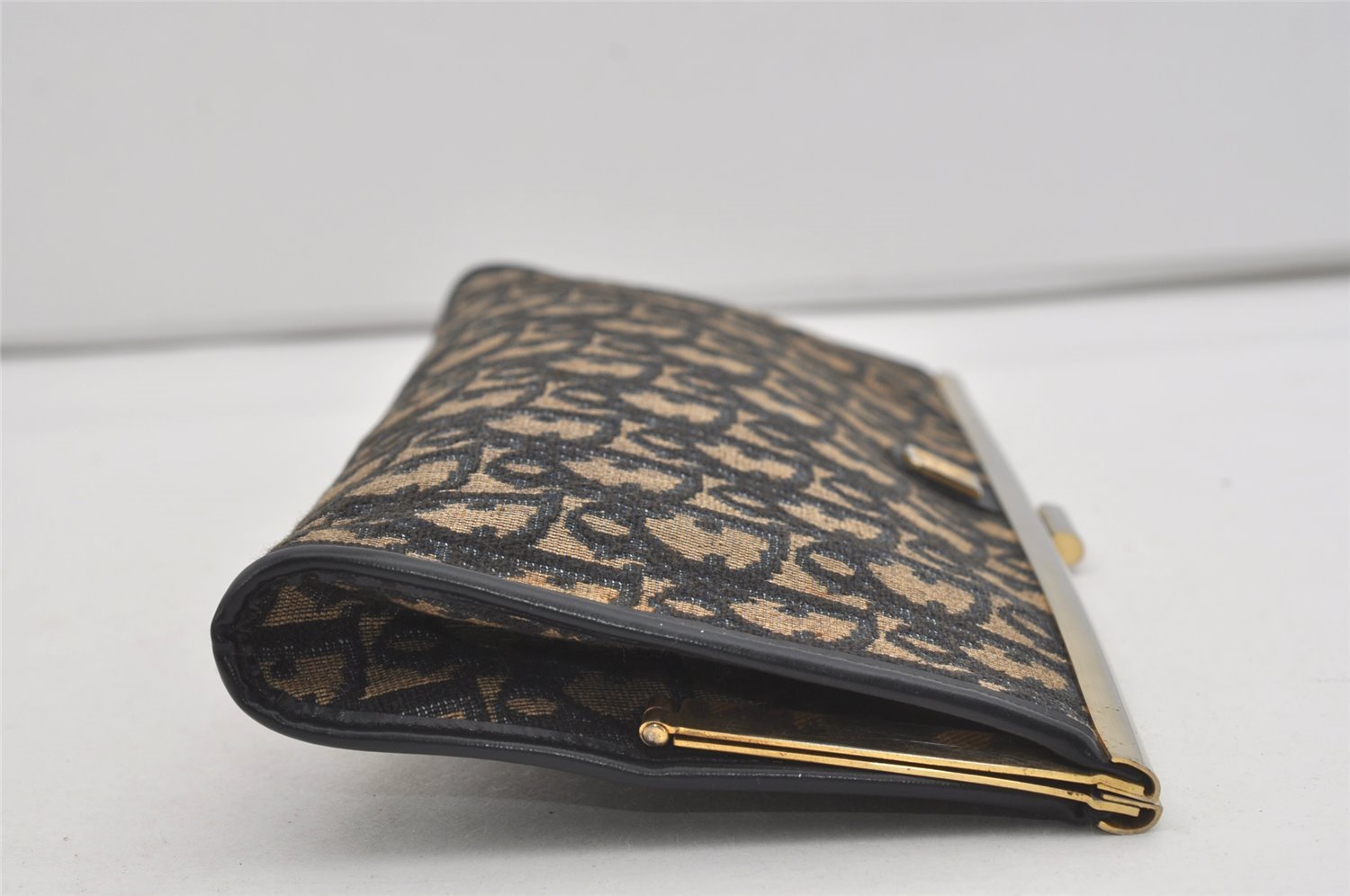 Authentic Christian Dior Trotter Clutch Hand Bag Purse Canvas Leather Blue 2755I