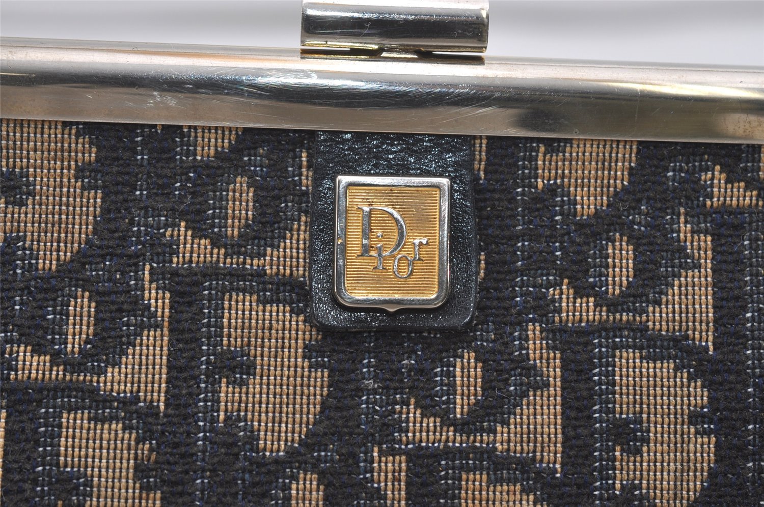 Authentic Christian Dior Trotter Clutch Hand Bag Purse Canvas Leather Blue 2755I