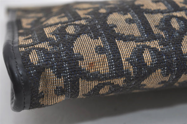 Authentic Christian Dior Trotter Clutch Hand Bag Purse Canvas Leather Blue 2755I