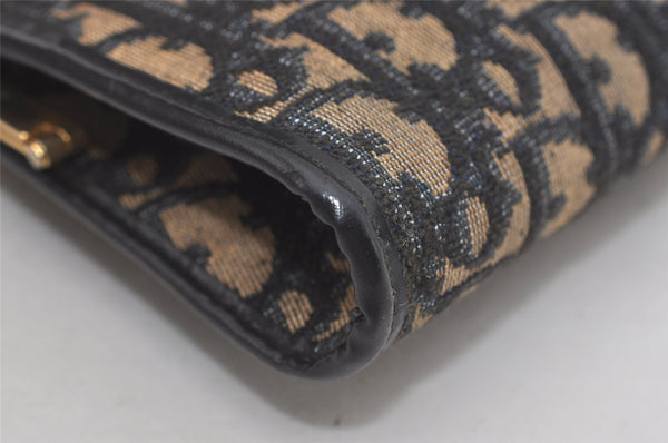 Authentic Christian Dior Trotter Clutch Hand Bag Purse Canvas Leather Blue 2755I
