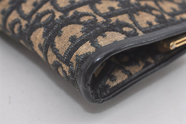 Authentic Christian Dior Trotter Clutch Hand Bag Purse Canvas Leather Blue 2755I