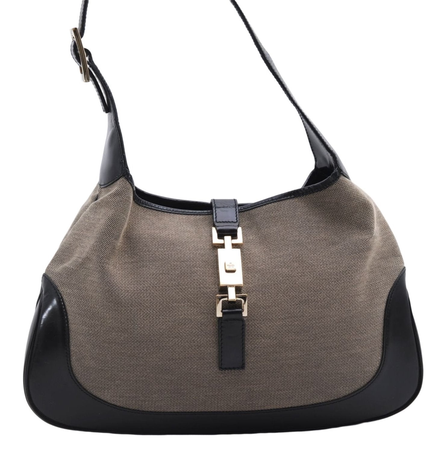 Authentic GUCCI Jackie Shoulder Hand Bag Canvas Leather 0013306 Black 2756E