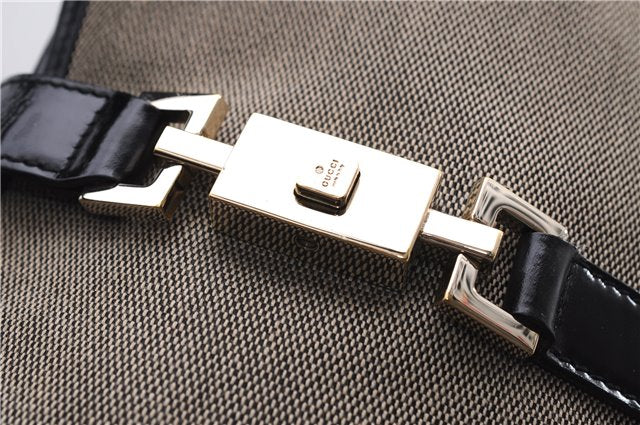 Authentic GUCCI Jackie Shoulder Hand Bag Canvas Leather 0013306 Black 2756E