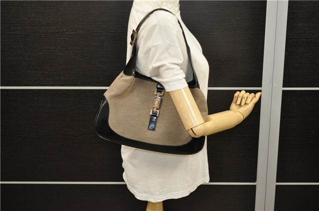 Authentic GUCCI Jackie Shoulder Hand Bag Canvas Leather 0013306 Black 2756E