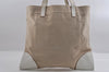 Authentic PRADA Vintage Canvas Leather Shoulder Tote Bag Beige White 2756I