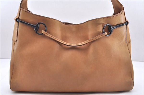 Authentic GUCCI Horsebit Shoulder Hand Bag Purse Leather 101975 Beige 2757E