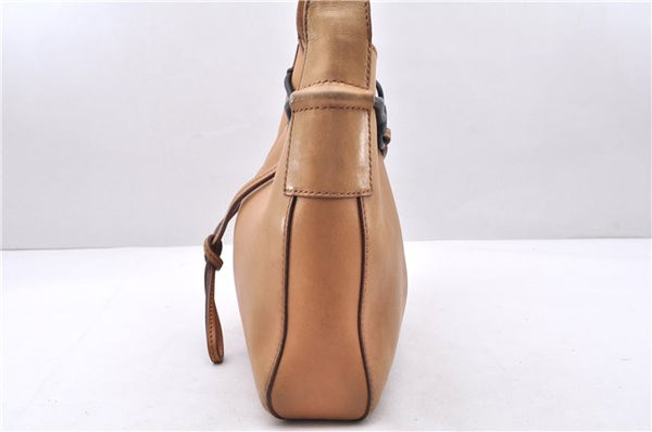 Authentic GUCCI Horsebit Shoulder Hand Bag Purse Leather 101975 Beige 2757E