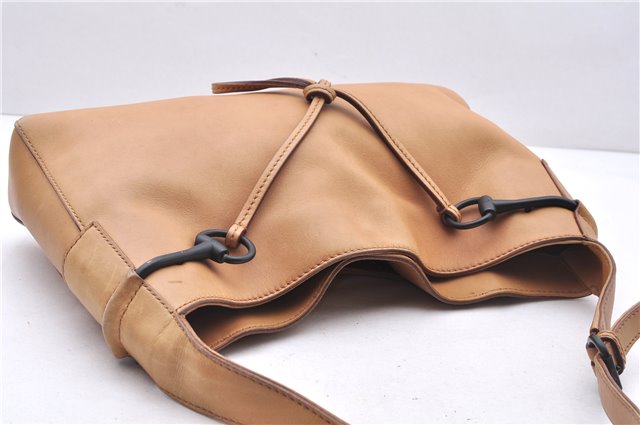 Authentic GUCCI Horsebit Shoulder Hand Bag Purse Leather 101975 Beige 2757E