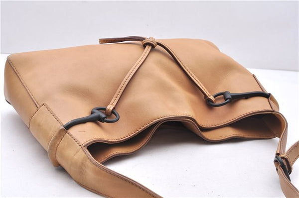 Authentic GUCCI Horsebit Shoulder Hand Bag Purse Leather 101975 Beige 2757E