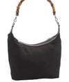 Authentic GUCCI Bamboo Vintage Shoulder Hand Bag Purse Nylon Enamel Brown 2758E