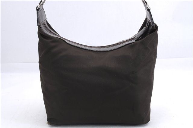 Authentic GUCCI Bamboo Vintage Shoulder Hand Bag Purse Nylon Enamel Brown 2758E
