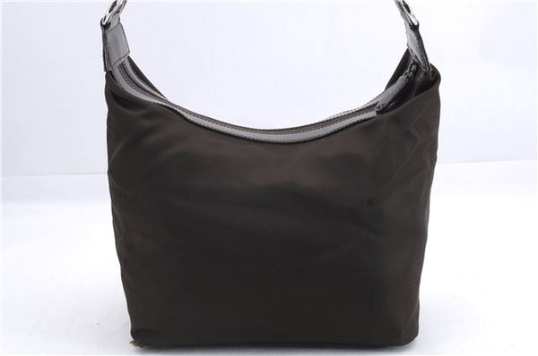 Authentic GUCCI Bamboo Vintage Shoulder Hand Bag Purse Nylon Enamel Brown 2758E