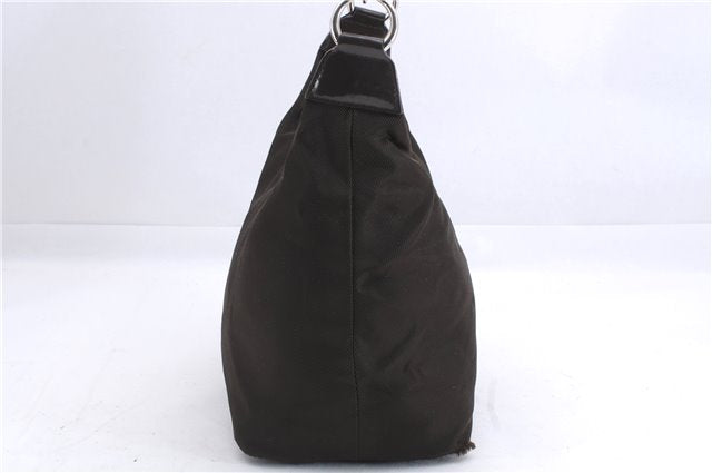 Authentic GUCCI Bamboo Vintage Shoulder Hand Bag Purse Nylon Enamel Brown 2758E