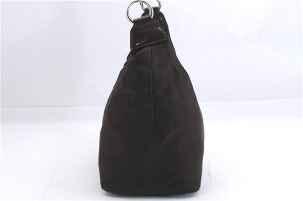 Authentic GUCCI Bamboo Vintage Shoulder Hand Bag Purse Nylon Enamel Brown 2758E