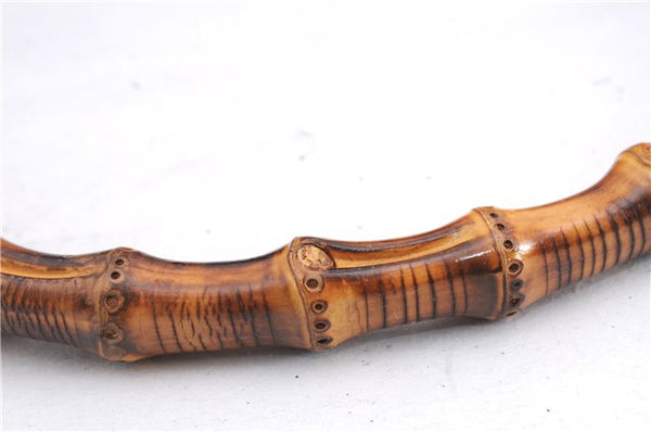 Authentic GUCCI Bamboo Vintage Shoulder Hand Bag Purse Nylon Enamel Brown 2758E