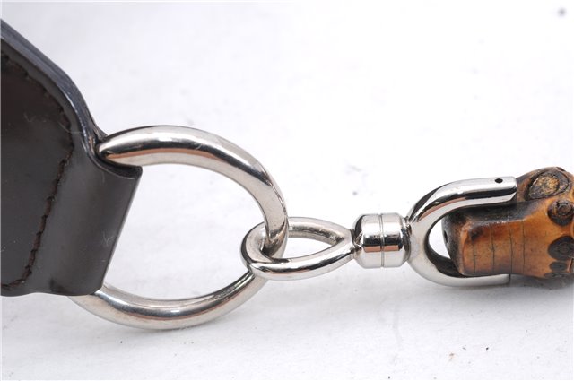 Authentic GUCCI Bamboo Vintage Shoulder Hand Bag Purse Nylon Enamel Brown 2758E