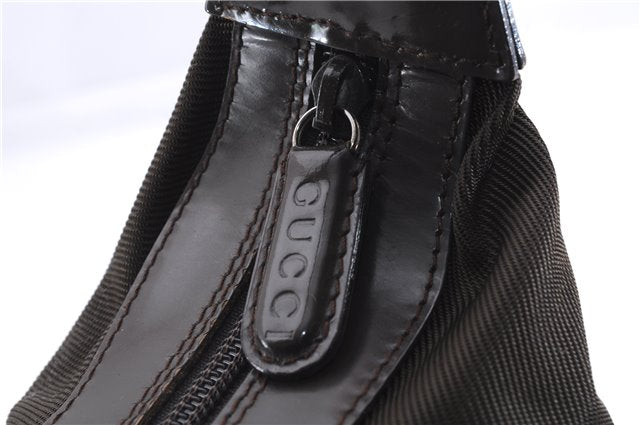 Authentic GUCCI Bamboo Vintage Shoulder Hand Bag Purse Nylon Enamel Brown 2758E
