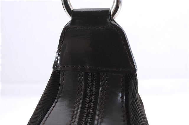 Authentic GUCCI Bamboo Vintage Shoulder Hand Bag Purse Nylon Enamel Brown 2758E