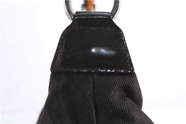 Authentic GUCCI Bamboo Vintage Shoulder Hand Bag Purse Nylon Enamel Brown 2758E