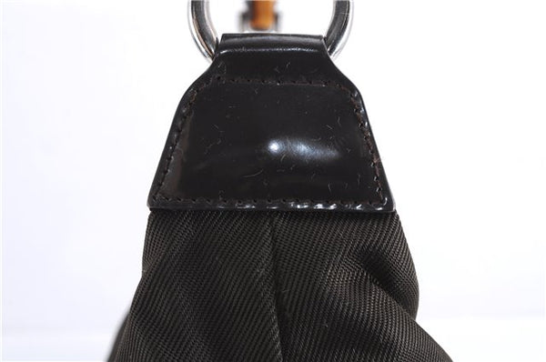 Authentic GUCCI Bamboo Vintage Shoulder Hand Bag Purse Nylon Enamel Brown 2758E