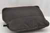 Authentic HERMES Bolide Pouch TGM Clutch Bag Canvas Leather Brown 2759I