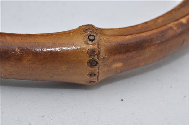 Authentic GUCCI Bamboo Vintage 2Way Shoulder Tote Bag Nylon Leather Black 2760E