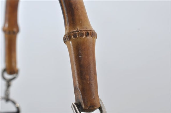 Authentic GUCCI Bamboo Vintage 2Way Shoulder Tote Bag Nylon Leather Black 2760E