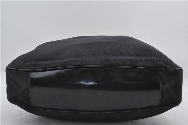 Authentic GUCCI Bamboo Vintage 2Way Shoulder Tote Bag Nylon Leather Black 2760E