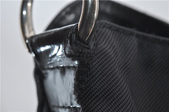 Authentic GUCCI Bamboo Vintage 2Way Shoulder Tote Bag Nylon Leather Black 2760E