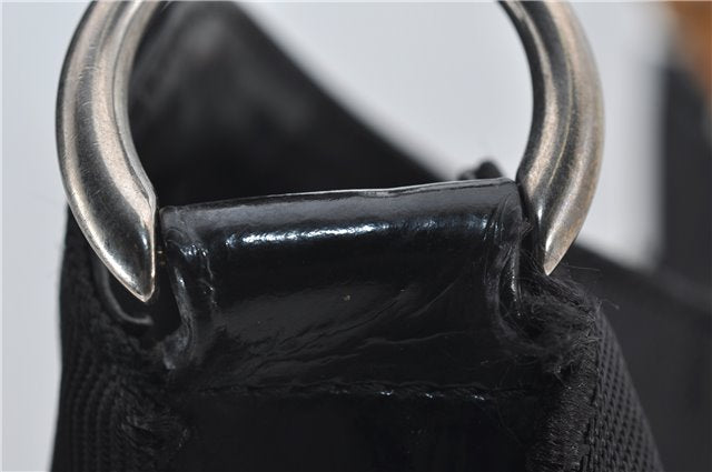 Authentic GUCCI Bamboo Vintage 2Way Shoulder Tote Bag Nylon Leather Black 2760E