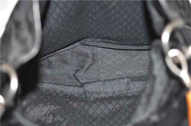 Authentic GUCCI Bamboo Vintage 2Way Shoulder Tote Bag Nylon Leather Black 2760E