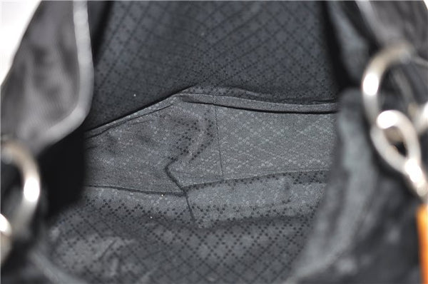 Authentic GUCCI Bamboo Vintage 2Way Shoulder Tote Bag Nylon Leather Black 2760E