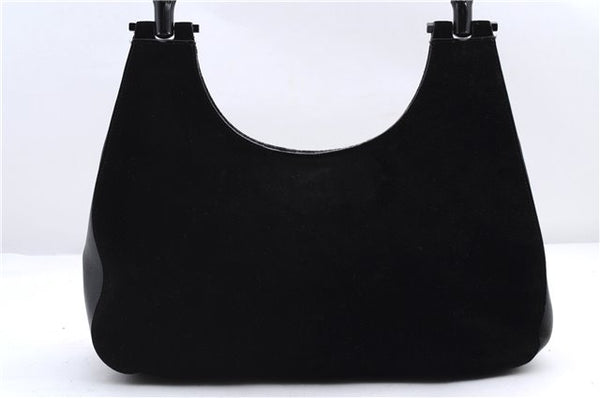 Authentic GUCCI Bamboo Shoulder Hand Bag Purse Suede Leather 0013739 Black 2761E