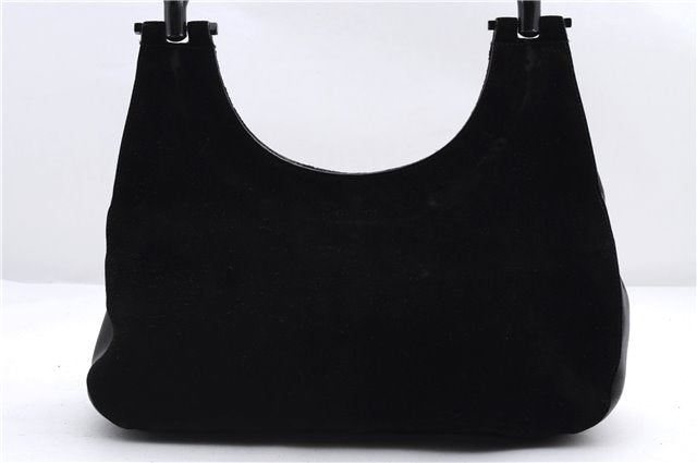Authentic GUCCI Bamboo Shoulder Hand Bag Purse Suede Leather 0013739 Black 2761E
