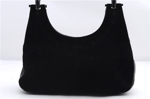 Authentic GUCCI Bamboo Shoulder Hand Bag Purse Suede Leather 0013739 Black 2761E