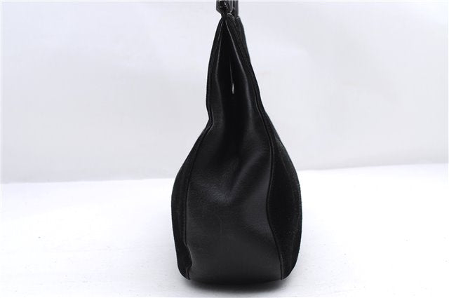Authentic GUCCI Bamboo Shoulder Hand Bag Purse Suede Leather 0013739 Black 2761E