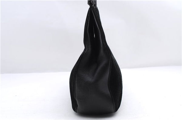 Authentic GUCCI Bamboo Shoulder Hand Bag Purse Suede Leather 0013739 Black 2761E