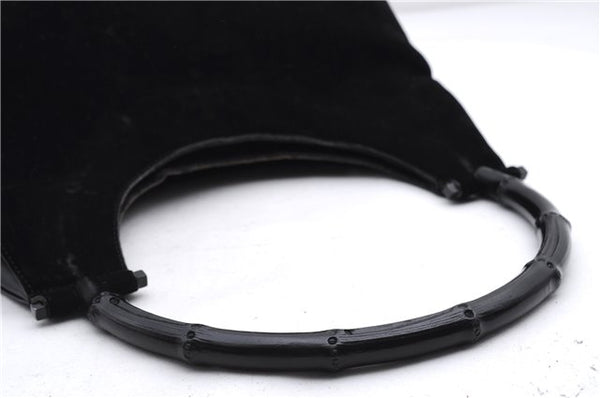 Authentic GUCCI Bamboo Shoulder Hand Bag Purse Suede Leather 0013739 Black 2761E