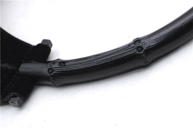 Authentic GUCCI Bamboo Shoulder Hand Bag Purse Suede Leather 0013739 Black 2761E