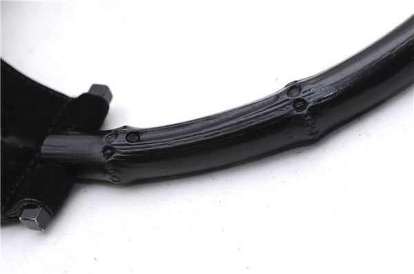 Authentic GUCCI Bamboo Shoulder Hand Bag Purse Suede Leather 0013739 Black 2761E