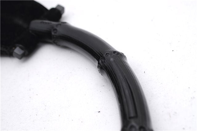 Authentic GUCCI Bamboo Shoulder Hand Bag Purse Suede Leather 0013739 Black 2761E