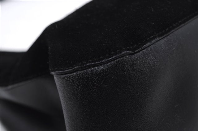 Authentic GUCCI Bamboo Shoulder Hand Bag Purse Suede Leather 0013739 Black 2761E