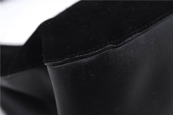 Authentic GUCCI Bamboo Shoulder Hand Bag Purse Suede Leather 0013739 Black 2761E