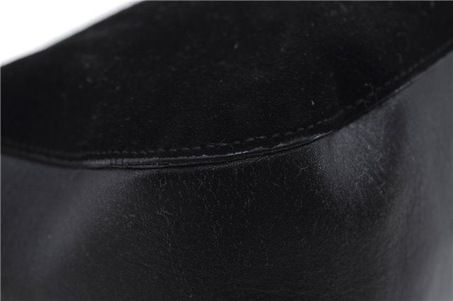 Authentic GUCCI Bamboo Shoulder Hand Bag Purse Suede Leather 0013739 Black 2761E