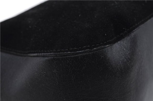 Authentic GUCCI Bamboo Shoulder Hand Bag Purse Suede Leather 0013739 Black 2761E