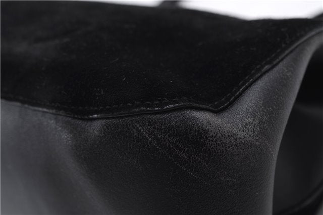 Authentic GUCCI Bamboo Shoulder Hand Bag Purse Suede Leather 0013739 Black 2761E