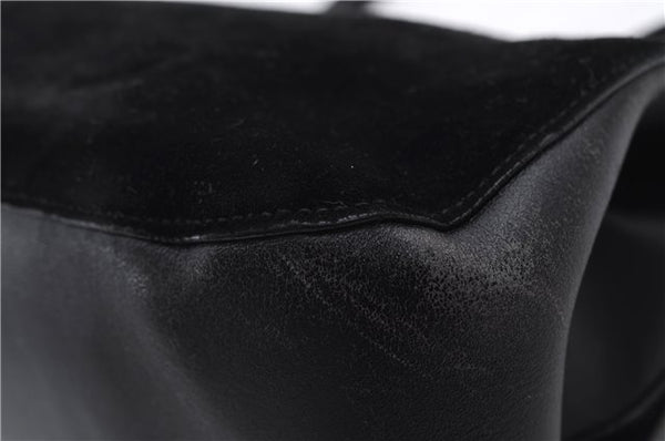 Authentic GUCCI Bamboo Shoulder Hand Bag Purse Suede Leather 0013739 Black 2761E