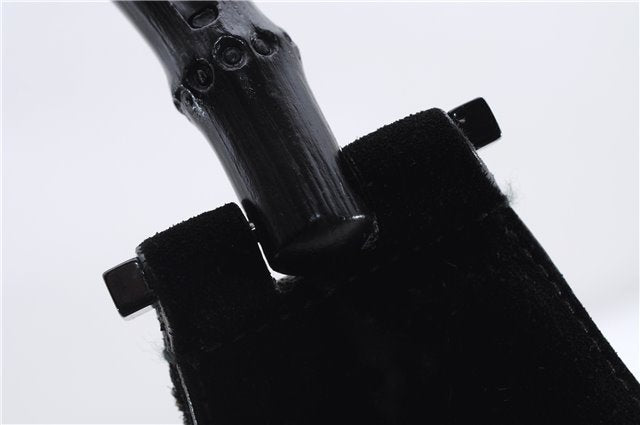 Authentic GUCCI Bamboo Shoulder Hand Bag Purse Suede Leather 0013739 Black 2761E