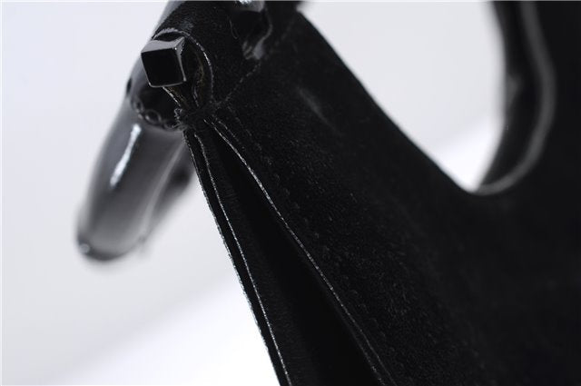 Authentic GUCCI Bamboo Shoulder Hand Bag Purse Suede Leather 0013739 Black 2761E